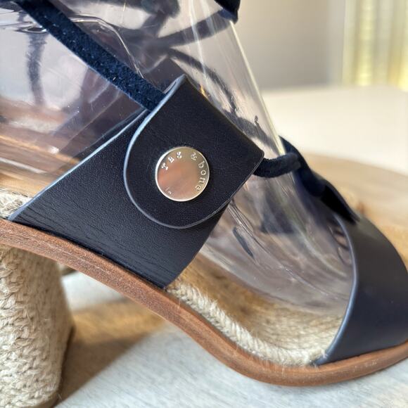 Rag & Bone Women's Eden Navy Blue Leather Lace-Up Sandals Heels US Size 7 EU 38 - Picture 4 of 11